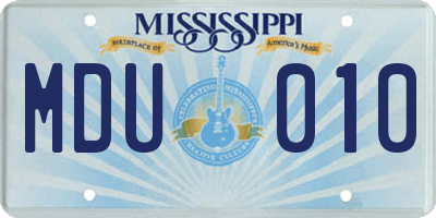 MS license plate MDU010