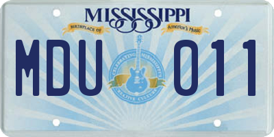 MS license plate MDU011