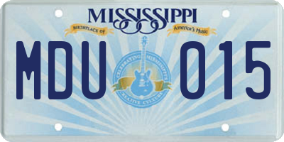 MS license plate MDU015