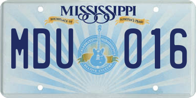 MS license plate MDU016