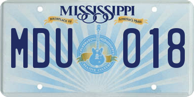 MS license plate MDU018