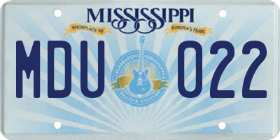 MS license plate MDU022