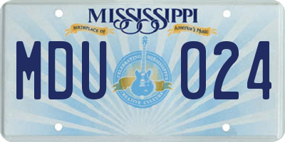 MS license plate MDU024
