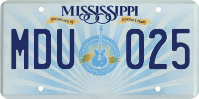 MS license plate MDU025