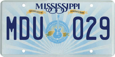 MS license plate MDU029