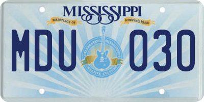 MS license plate MDU030