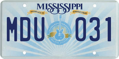 MS license plate MDU031
