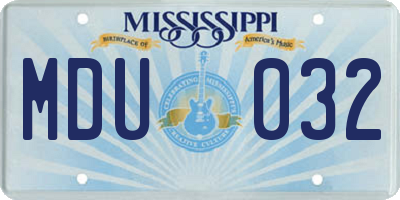 MS license plate MDU032