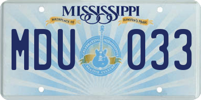 MS license plate MDU033