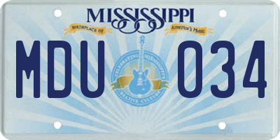 MS license plate MDU034