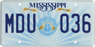 MS license plate MDU036