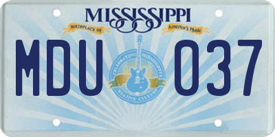 MS license plate MDU037