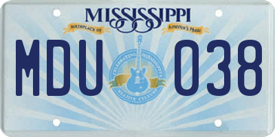 MS license plate MDU038
