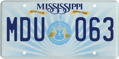 MS license plate MDU063