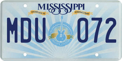 MS license plate MDU072