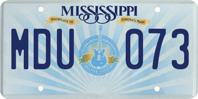 MS license plate MDU073