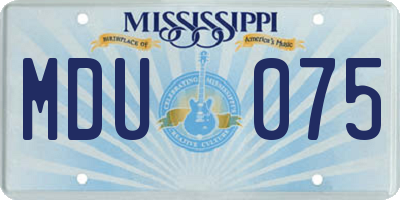 MS license plate MDU075