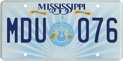 MS license plate MDU076