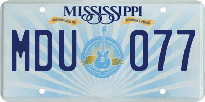 MS license plate MDU077