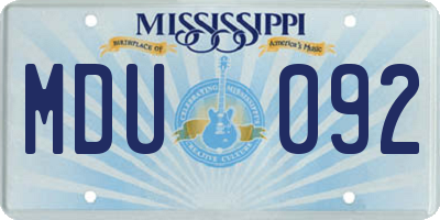 MS license plate MDU092