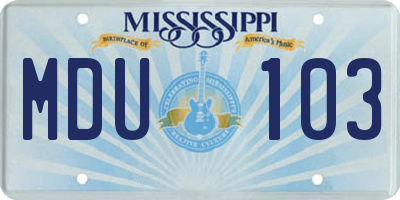 MS license plate MDU103