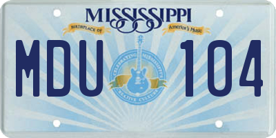 MS license plate MDU104
