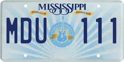 MS license plate MDU111