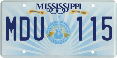 MS license plate MDU115