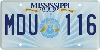 MS license plate MDU116