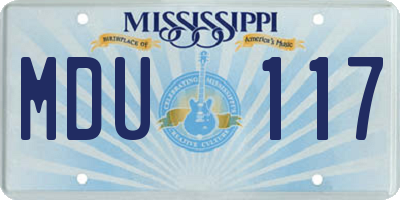 MS license plate MDU117