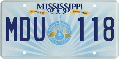 MS license plate MDU118