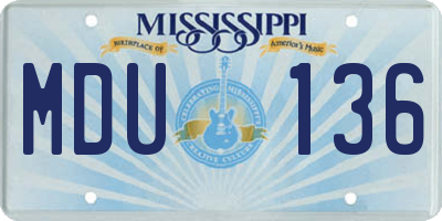 MS license plate MDU136