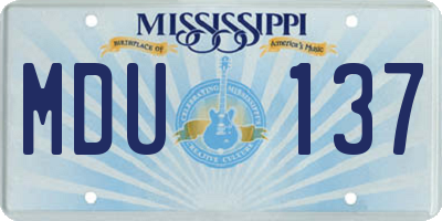 MS license plate MDU137