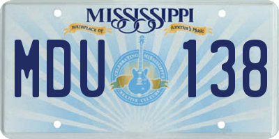 MS license plate MDU138