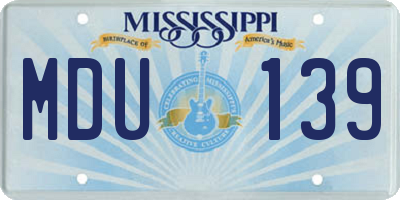 MS license plate MDU139