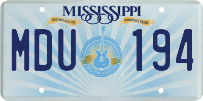 MS license plate MDU194