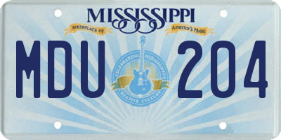 MS license plate MDU204