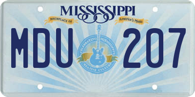 MS license plate MDU207