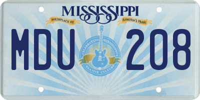 MS license plate MDU208