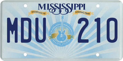 MS license plate MDU210
