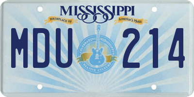 MS license plate MDU214