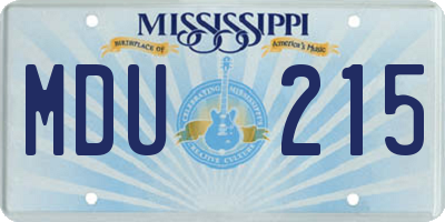 MS license plate MDU215