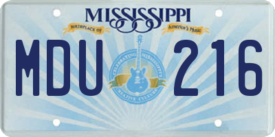 MS license plate MDU216