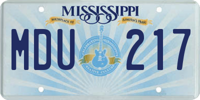 MS license plate MDU217
