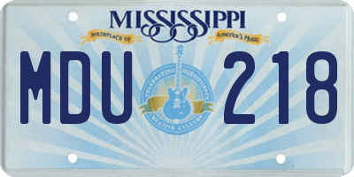 MS license plate MDU218