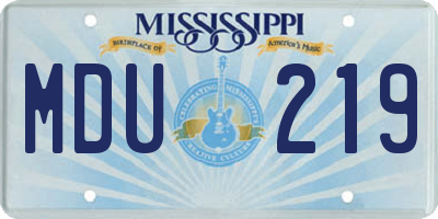 MS license plate MDU219