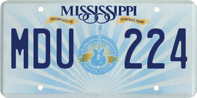 MS license plate MDU224
