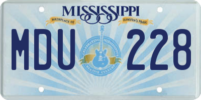 MS license plate MDU228