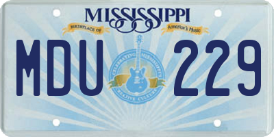 MS license plate MDU229