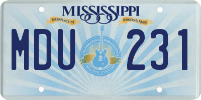 MS license plate MDU231